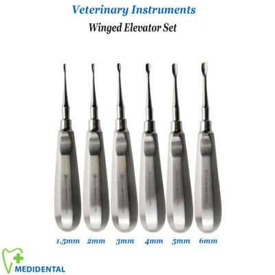 Flügelaufzüge Set Standardgriff Dental Veterinär Instrumente 1,5 - 6 mm Neu