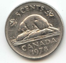 Canada 1978 Canadian Five Cent Nickel 5c 5 c Beaver Exact Coin