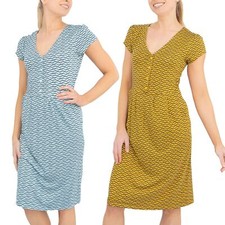 Boden Dress Womens Alberta Jersey Blue Yellow Geometric Knee Length Summer
