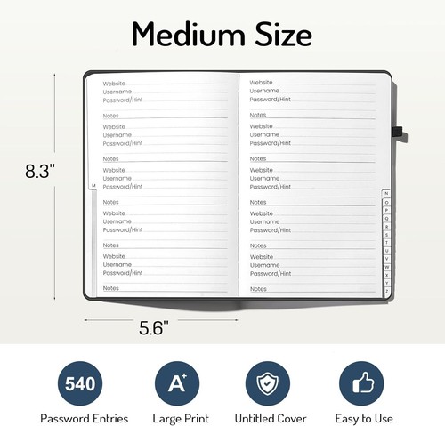 Password Book with Alphabetical tabs, Hardcover Internet Address & Pas... - Picture 3 of 7