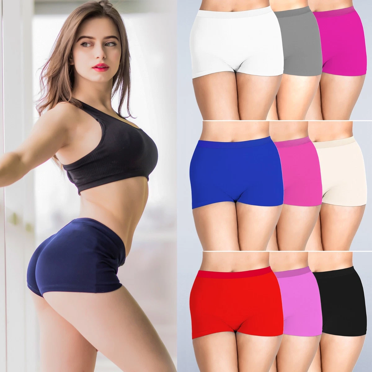 Womens Plain Boxer Sexy Hot Pants Shorts Ladies Underwear Plus Size S M L  XL