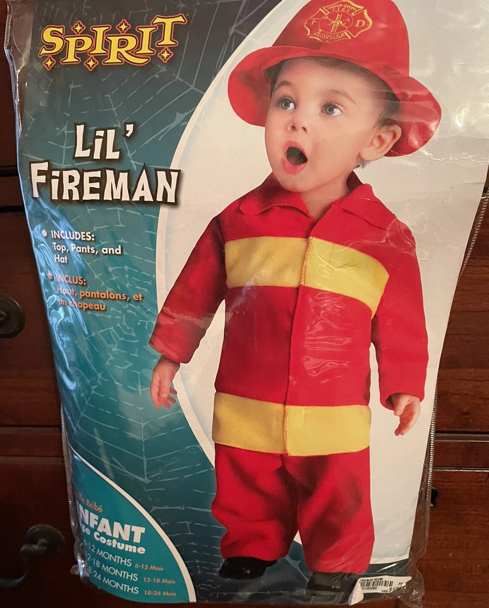 Infant Firefighter Halloween Dress Up Pretend Play Costume 18 24 Months No Hat