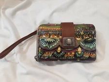 Sakroots Artist Circle 3 in 1 Wallet Wristlet Smartphone Pocket Purse EUC 
