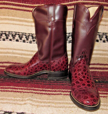 Mens Vintage Laredo Wine Alligator PRINT Leather Cowboy Boots 6 D NEW In Box