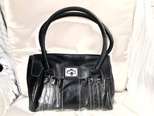 BORSA A MANO TRACOLLA ORIGINALE CLARKS PELLE NERA tessuto rosa interno medio