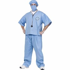 DOCTOR NURSE COSTUME ADULT SURGEON SCRUBS HALLOWEEN DRESSUP