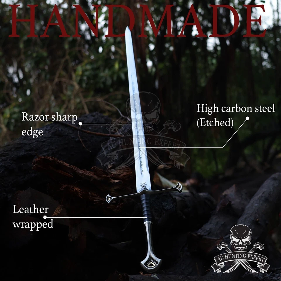 Hand Forged Narsil Carbon Steel Viking Sword Medieval Battle Ready wall mount - Image 3 of 4