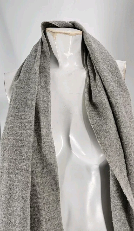 Restoration Hardware Women's Scarf Pure Alpaca Gray Knit Fringe - Image 2 of 4