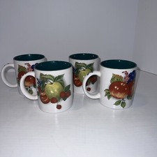 Banana Appeal Green/ Red Apple and Berries White Ceramic Coffee Mug Made in USA