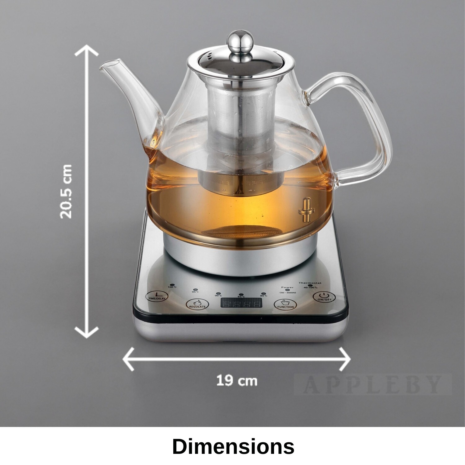 Healthy Choice Electric 800W 1.2L Digital Glass Kettle w/Tea Infuser