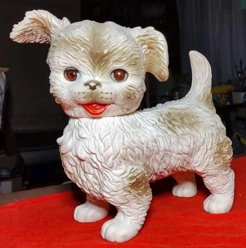 Vintage 1960s Edward Mobley Rubber Toy Dog with Blinking Eyes