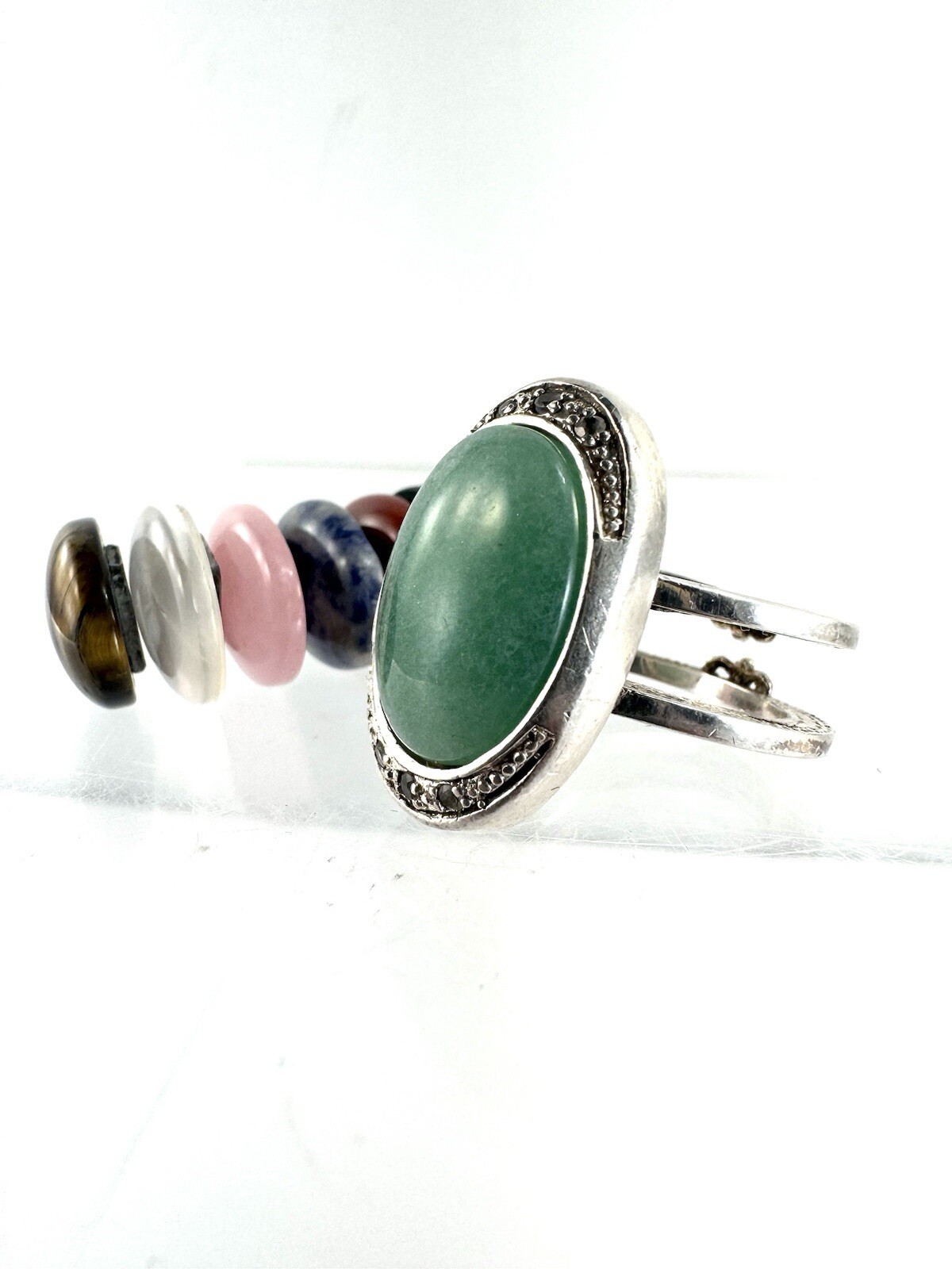 Sterling Silver Interchangeable Ring 7 Chakras Ge… - image 2