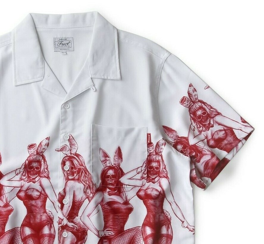 fuct 🇺🇸 USA DEATH BUNNY Hawaiian Aloha Button Down Camp Shirt
