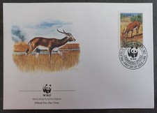 1987 Zambia World Wildlife Fund FDC 50n Stamp cd Ndola