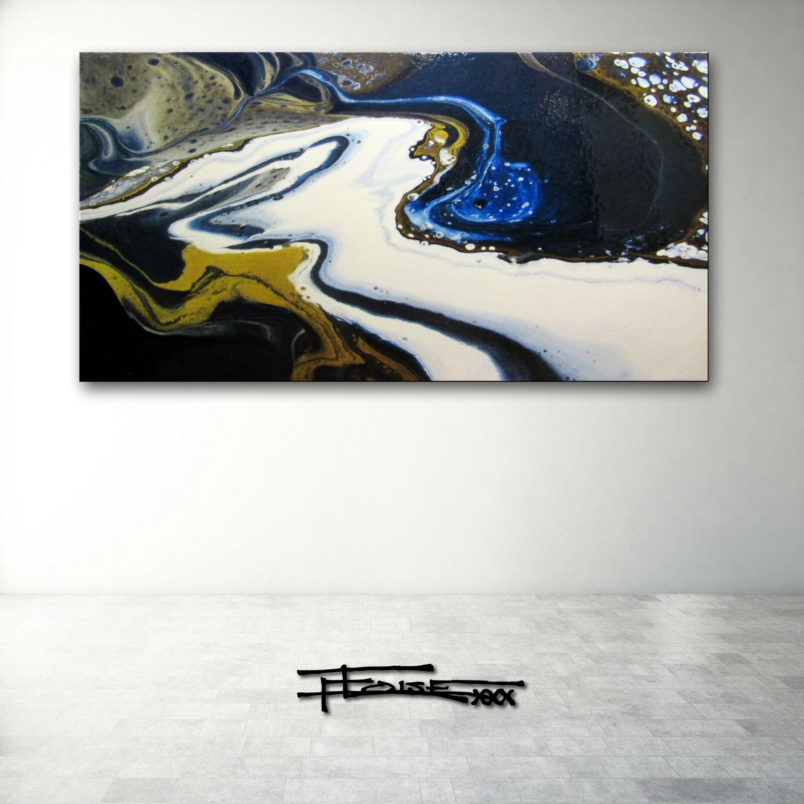 Abstract Painting RESIN Canvas Wall Art Large Framed SIGNED US