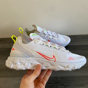 react element 55 white pink and orange trainers