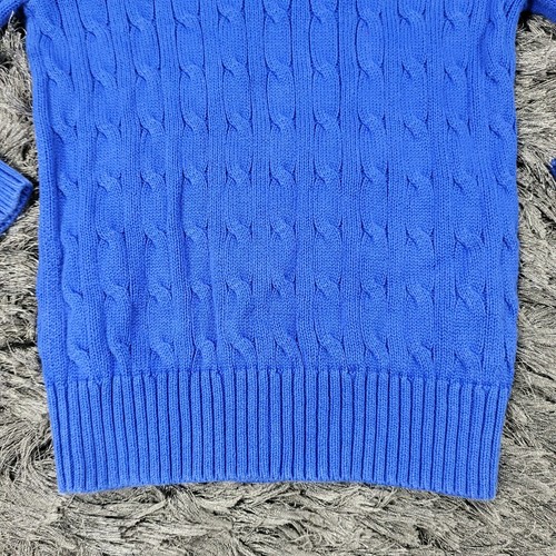 Polo Ralph Lauren Sweater Kids 5 Blue Chunky Cable Knit Cotton Pony Pullover - Picture 12 of 15