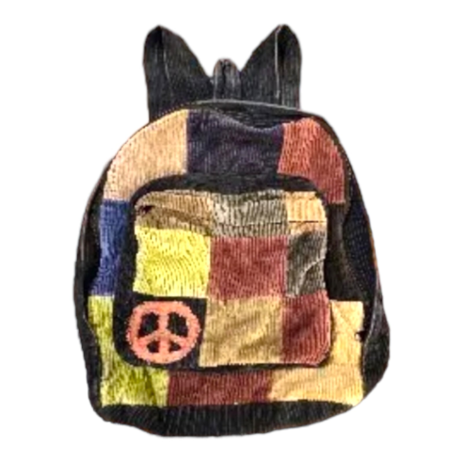 Boho Hippie Backpack Patchwork Earthtones Peace S… - image 1
