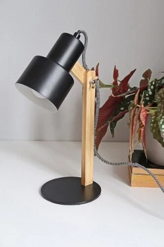 Lampada Lumetto da tavolo Black Legno/Metallo Puhlmann Desk con Interruttore, fotografia 3 di 7