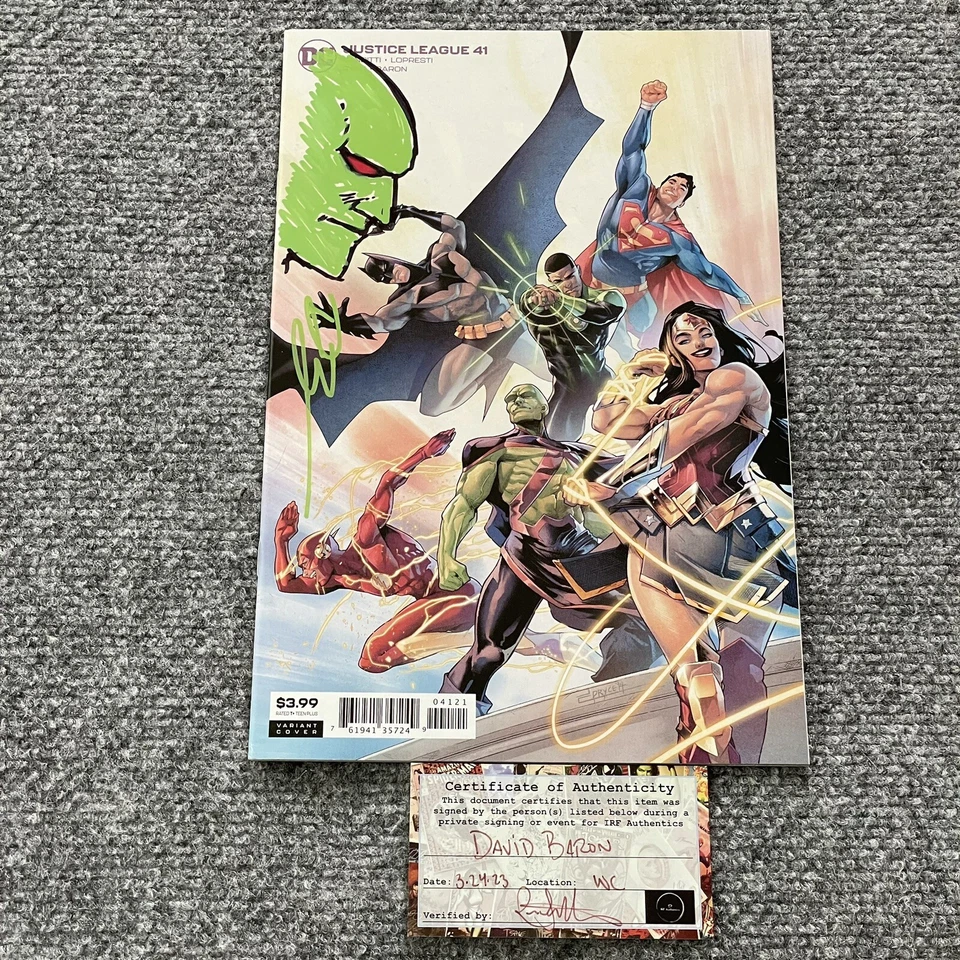 Лига справедливости 41 Марсианский Охотник Цветная Реплика Подписанный Дэвид Барон Автограф - Изображение 3 из 4