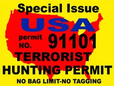 TERRORIST HUNTING PERMIT, STICKER  S-55