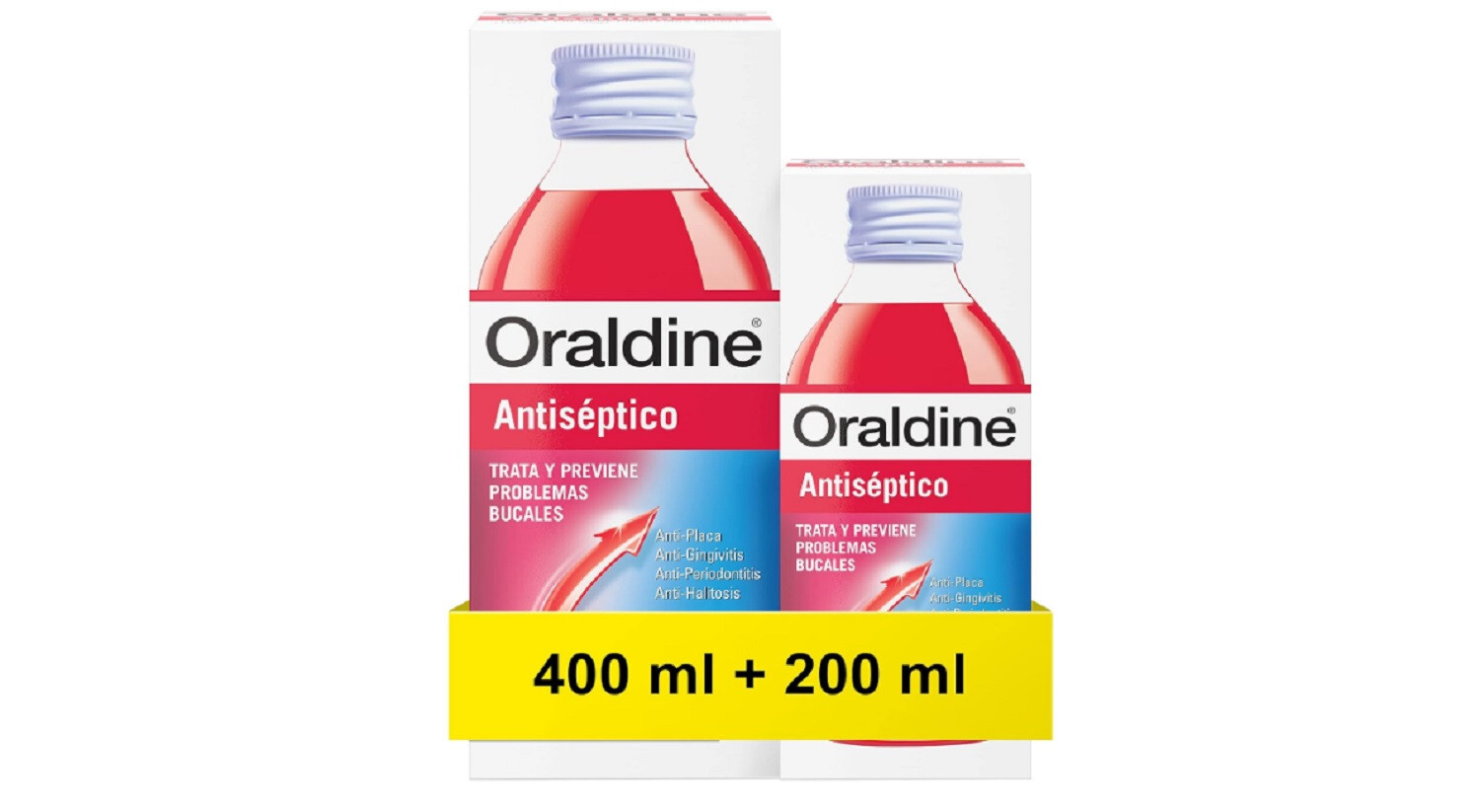 Pack Oraldine Colutorio Antiséptico 400 + 200 ml Previene Problemas Bucales