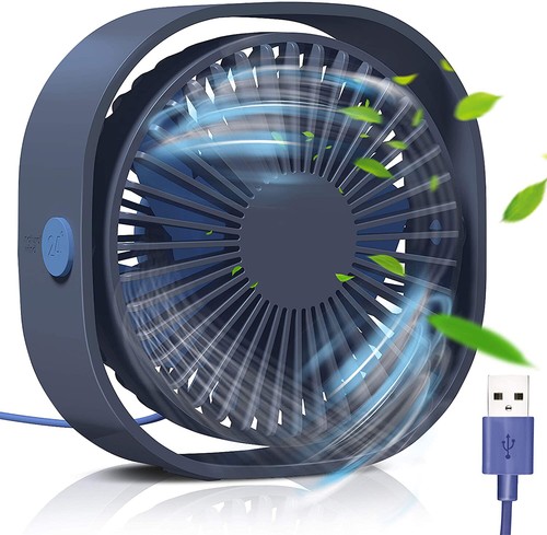 Tragbar Mini Tischventilator 360° Drehung Lüfter USB Ventilator 3 Speed Desk Fan - Bild 11 von 12