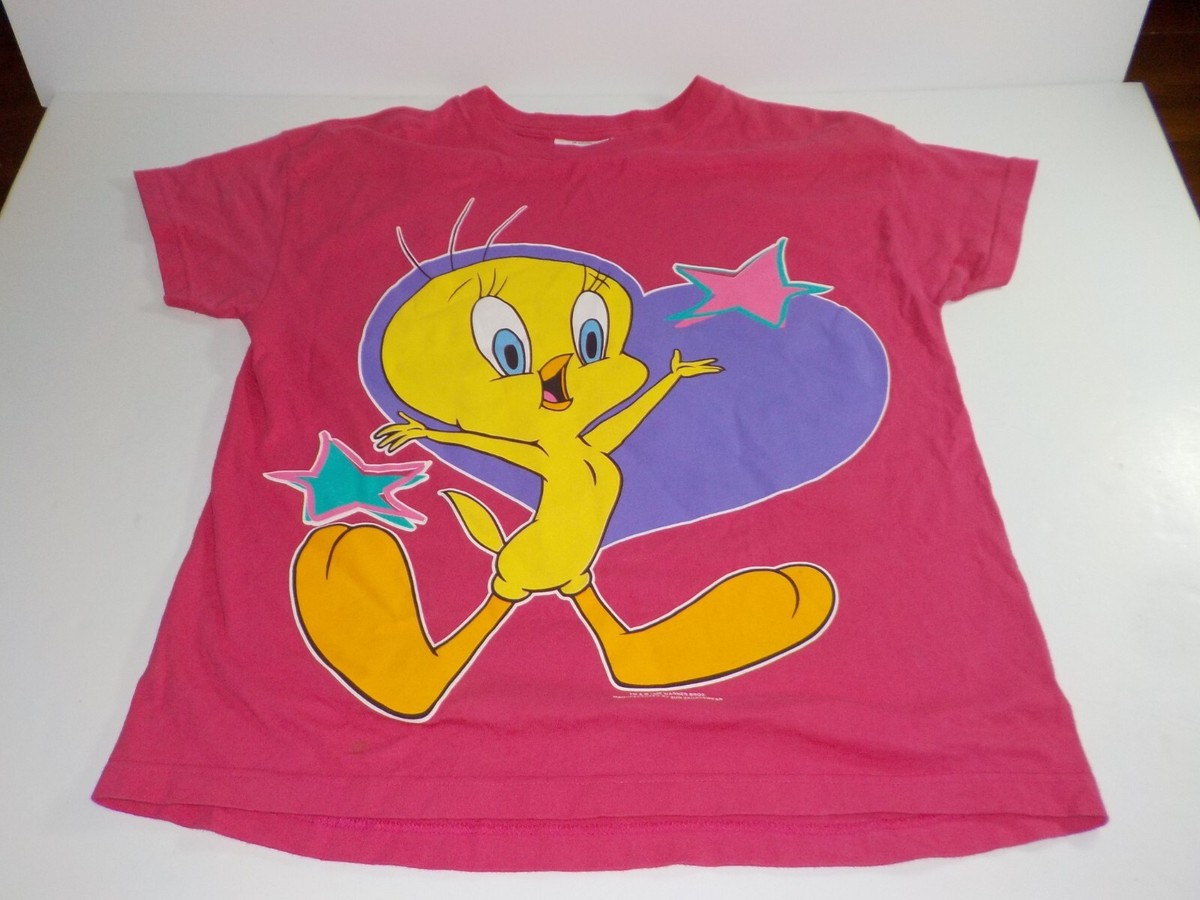 Vintage 1996 Looney Tunes Love Struck Tweety Bird T-Shirt Pink 