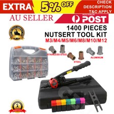 1400pcs Nutsert Tool Kit Rivnut Stainless Steel Rivet Nut Gun Mandrels M3-M12 AU