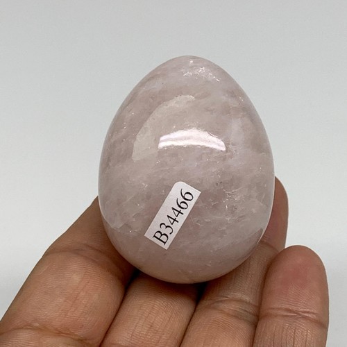 100g, 2"x1.5", Natural Gemstone Pink Rose Quartz Egg Crystal @India, B34466 - Picture 3 of 15