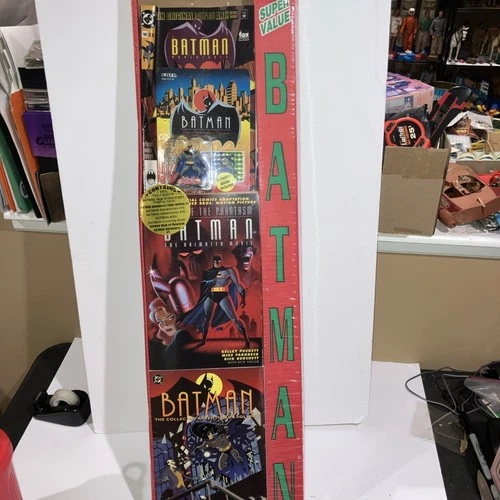 Vintage SEALED BATMAN Comic Books & Diecast Figure Promotional Display Box 9x32”