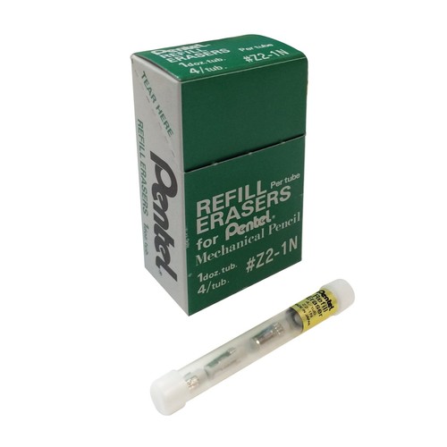 Pentel Refill Eraser For Mechanical Pencils, White, 12 Tubes, 4 Eraser