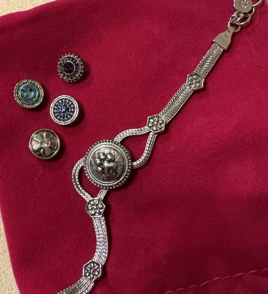 Gingersnaps Silver Adjustable Snap Charm Chain Br… - image 1