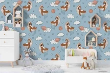 3D Animal Moon Cloud Cartoon Kids Self-adhesive Removeable Wallpaper Wall Mural