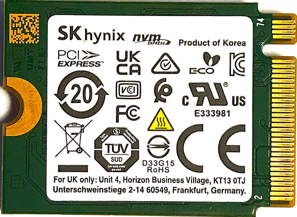SK Hynix BC511 M.2 2230 NVMe PCIe SSD 256GB HFM256GDGTNI-82A0A BA - Image 2 of 2