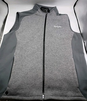 Greyson Vest Mens L Gray Full Zip Sleeveless Athletic Golf ''Navigate'' Logo 