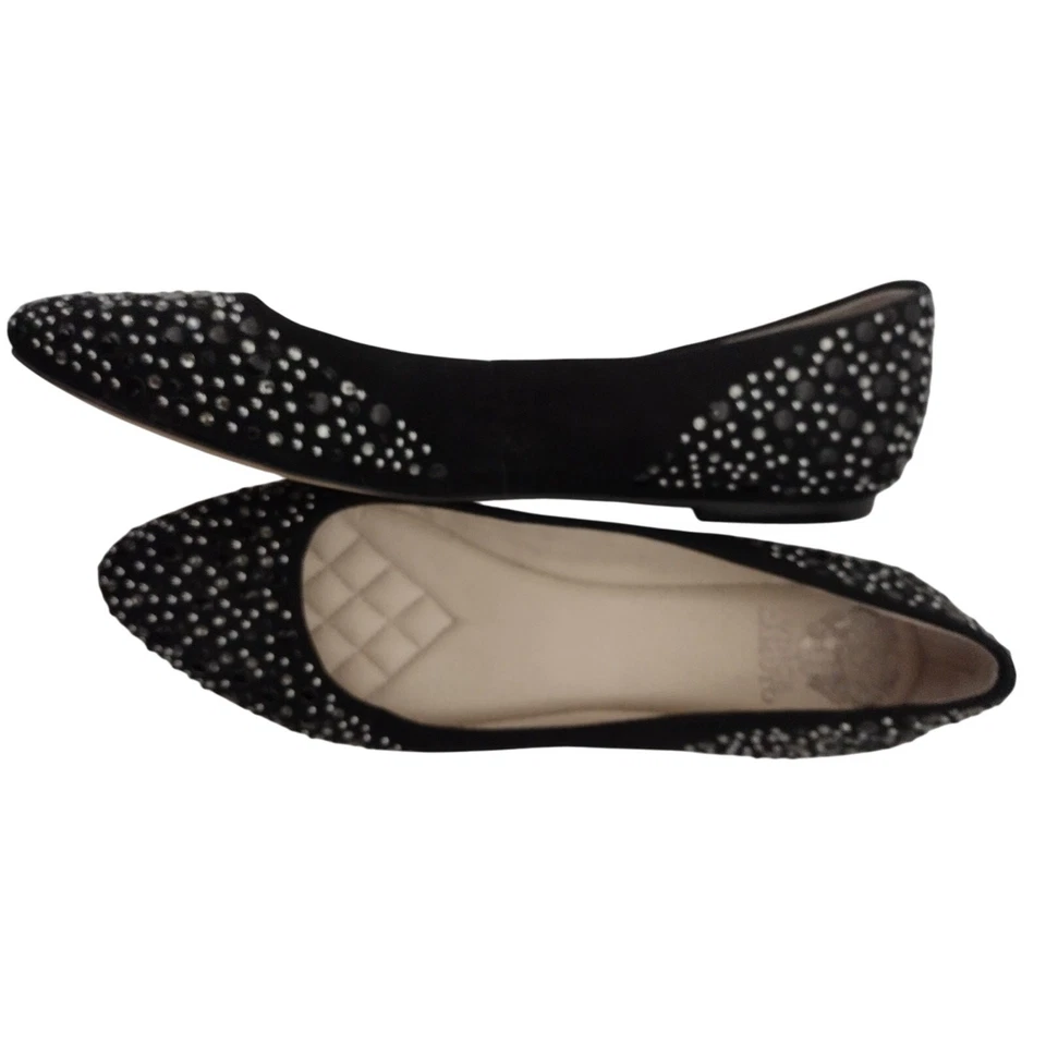 Vince Camuto Negro Gamuza Estrás Ballet Plano Talla 10 Eur 40 Foto 3 de 4