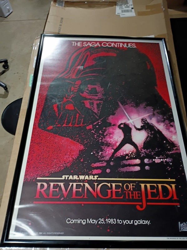 1982 STAR WARS REVENGE OF THE JEDI TEASER POSTER 27x 41" in Black Frame 