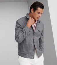 BRUNELLO CUCINELLI Virgin Wool Chalk Stripe Four-Pocket Jacket Size IT 48