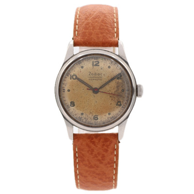 Vintage 31.5mm Zodiac 799 Hermetic 17J Men's Mechanical Wristwatch Swiss Steel