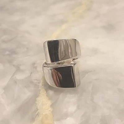 NWT Jules Smith Americana 7 Goth Punk Moto Boho Silver Sculptural Wrap Ring NEW