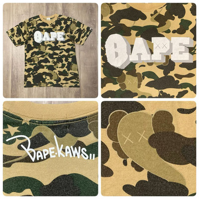 BAPE × Kaws Bendy 1st Camo Yellow T-shirt a bathing ape NIGO Size