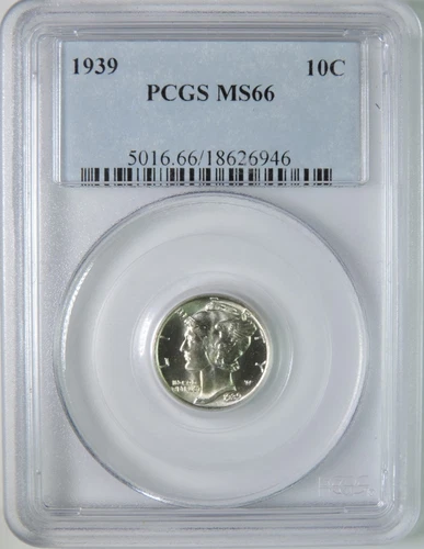 1939 Mercury Silver Dime PCGS Graded MS66 GEM Uncirculated