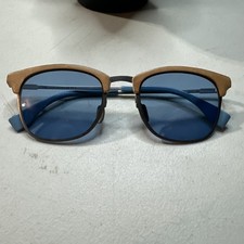 Fendi FF0228/S SCBKU Tan Blue Silver Frame Blue Lenses Sunglasses