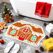 Christmas Gingerbread House Bath Rug Non-Slip Soft Floor Mat
