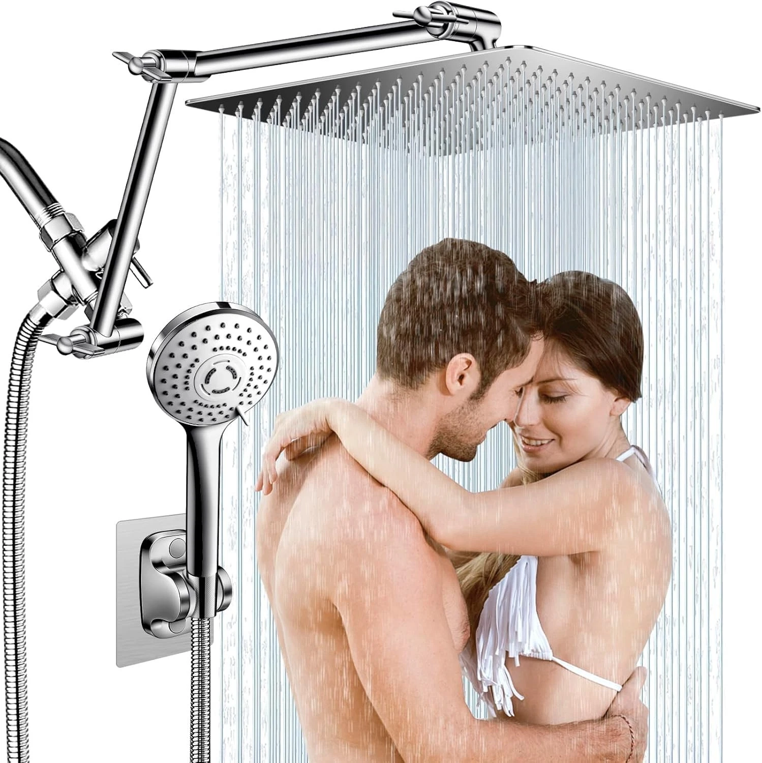 12" Rain Shower Head Combo with Handheld, High Pressure, Chrome