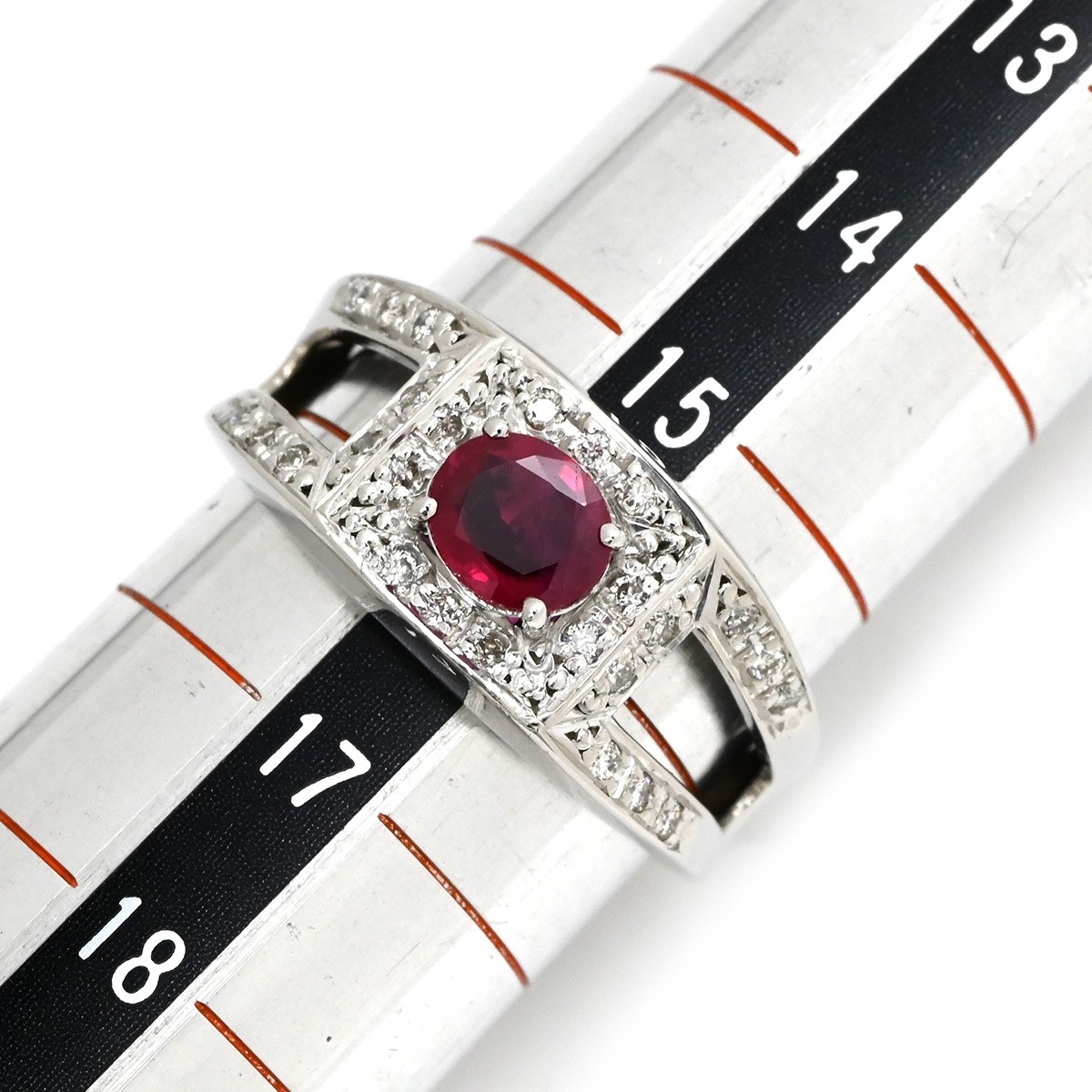 Ring ring Ruby 0.77ct Earring Pt900 Ruby diamond … - image 5