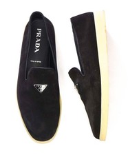 1,150 PRADA - Black Suede Espadrille LOGO Loafers - US 9 8UK