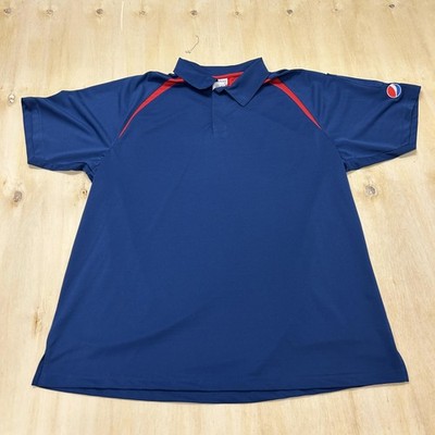 Pepsi Polo Shirt Mens XL Blue Polyester Short Sleeve Logo Workwear Aramark