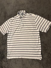 FootJoy Shirt Mens Large Short Sleeve Golf Polo White Black Striped Performance